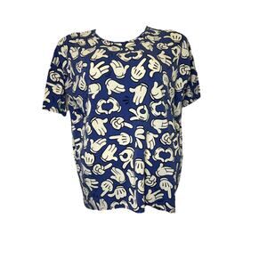 LuLaRoe Disney Blue Mikey Mouse Hands Size Medium Irma Tunic Top Soft Strech
